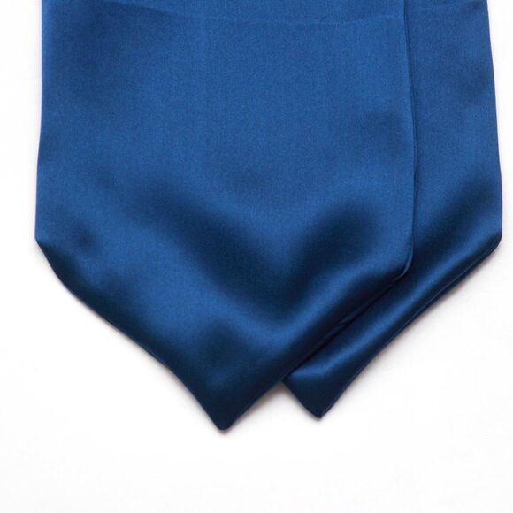 Men's Cravat Ascot 100%silk Gift Box Blue Navy Solid A209 - Picture 2 of 7